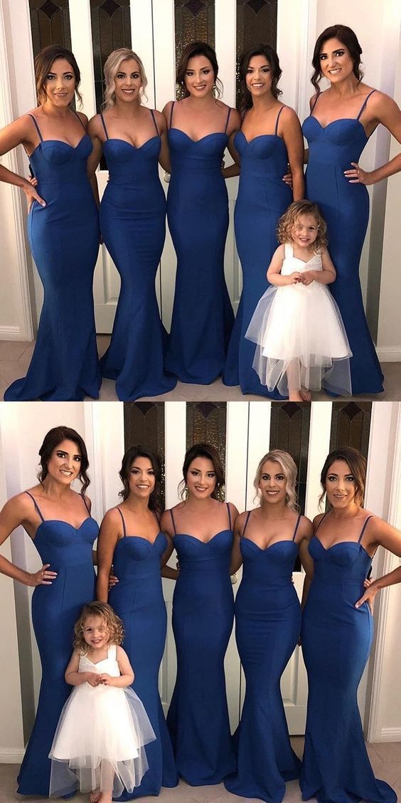 Unique long prom dress Sexy Sweetheart Royal Blue Long Mermaid Bridesmaid Dresses CD19544