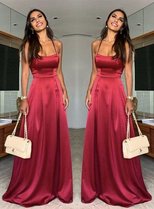 Elegant long burgundy soft satin prom dresses CD19936