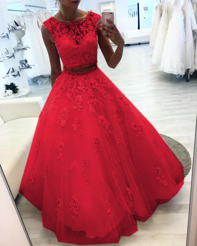 Red Wedding Dresses Ball Gown Prom Gowns Floor Length Prom Dress CD20249