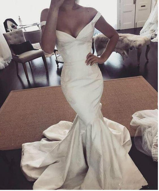 Mermaid Wedding Dresses Off The Shoulder Sleeveless Bridal Gowns prom dresses CD20889