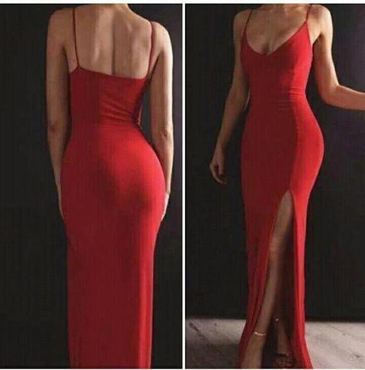 Deep neck Sexy Long Prom Dress With Slit, Popular Mermaid Evening Dress CD20898