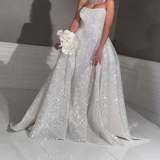 Prom Dresses Sequin White Wedding Dresses, Beautiful Bridal Gowns CD20978