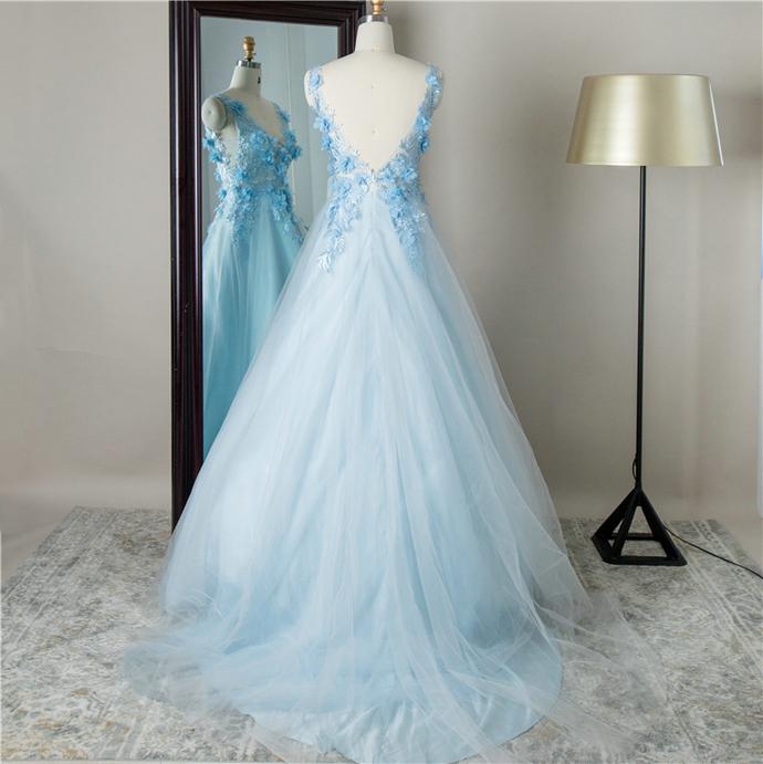 V Neck Tulle Balloon Gown Evening Women Plus Size Prom Dresses CD21215