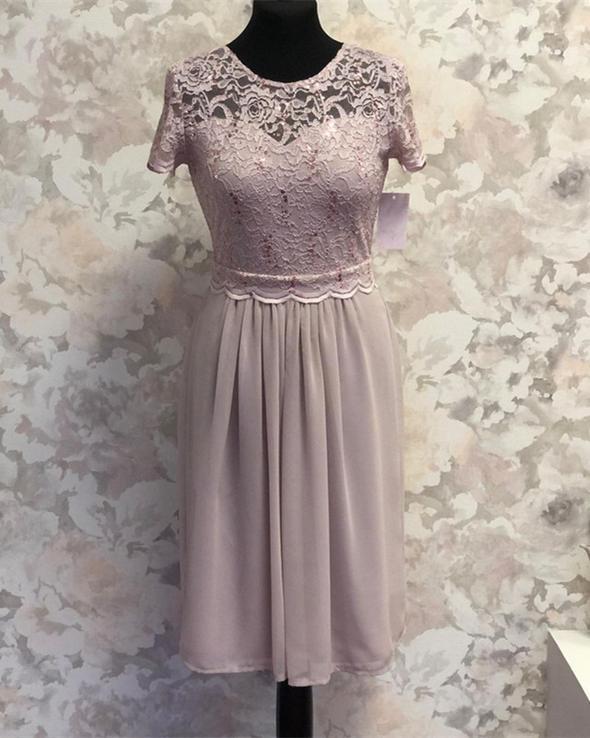 Lace Cap Sleeves Bridesmaid Dresses Knee Length Chiffon Prom Dress CD21302