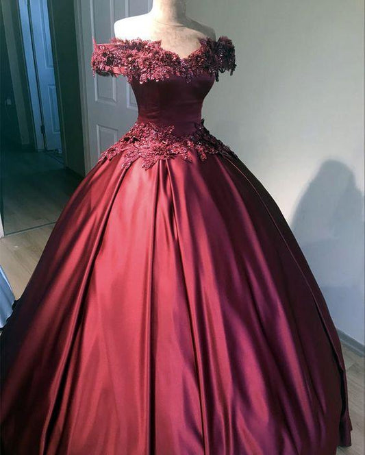 Maroon Wedding Dresses Princess Ball Gown prom dress, evening dress CD21657