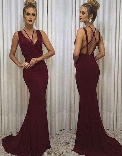 Simple Halter Prom Dresses Backless Burgundy Prom Dress CD22579