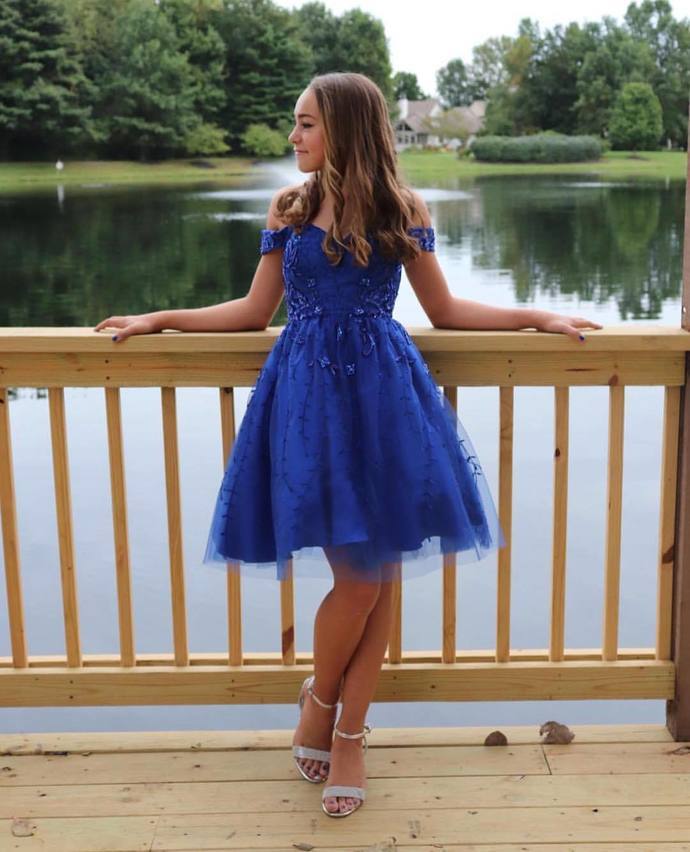 Off The Shoulder Appliques A-Line Homecoming Dresses CD22757