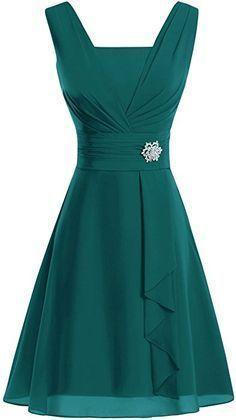 V Neck Knee-Length Chiffon Mother Of The Bride Dresses, Charming Prom Dress CD22795