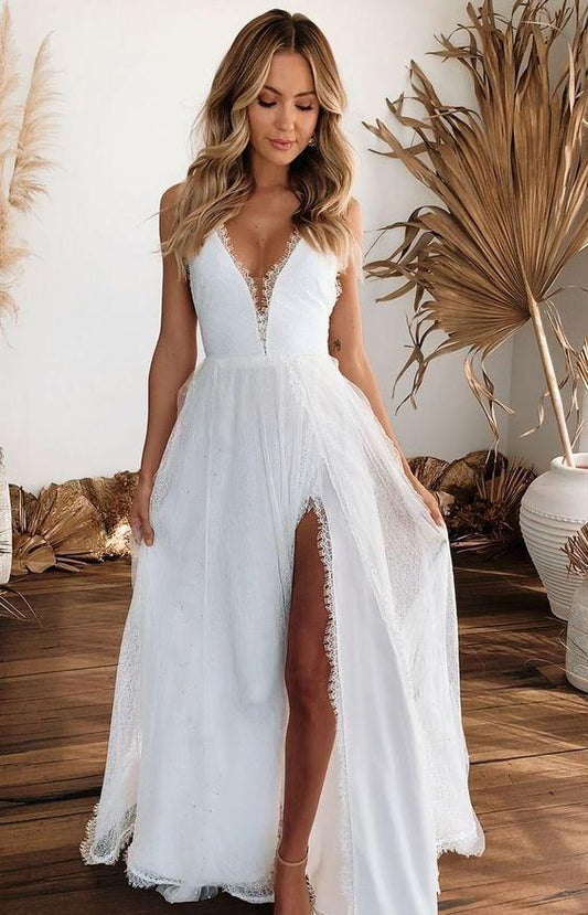 Long Prom Dresses Cute Girl Simple Elegant Wedding Dresses CD23723