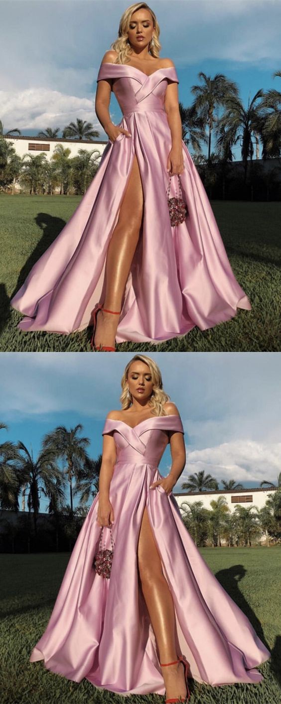 Light pink prom dresses with pocket CD2578