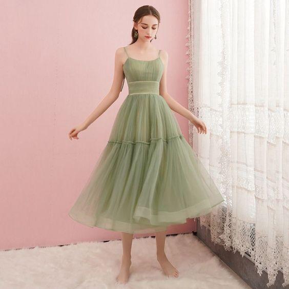 Simple Sage Green Homecoming Graduation Dresses 2024 CD2676