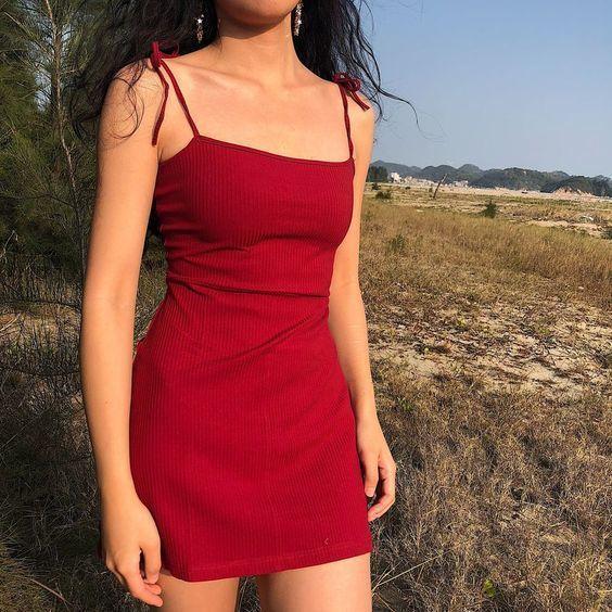 Spaghetti Strap Dress, Red short homecoming dress CD271