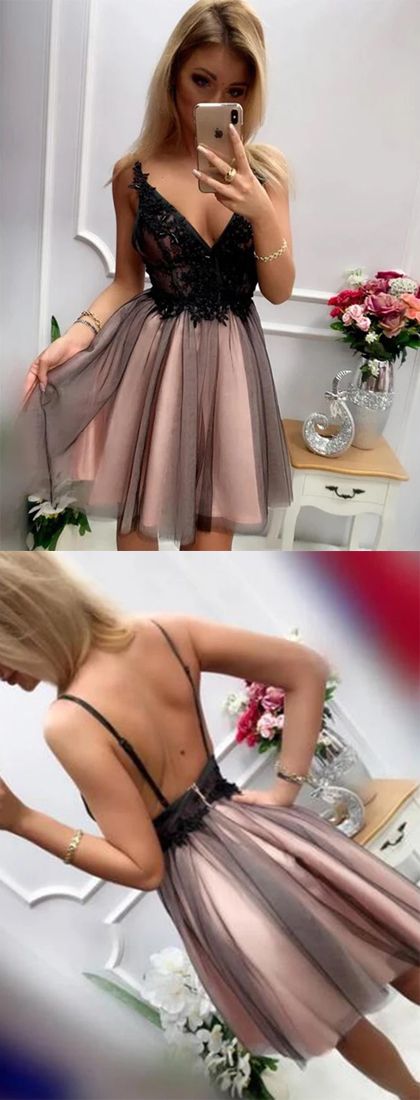 Gray Short Homecoming Dresses With Appliques CD3113