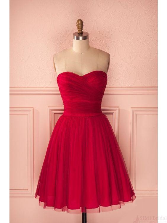 Red Sweetheart Ruches Short Homecoming Dresses CD4044