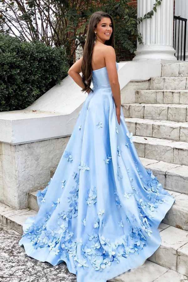 Satin Sweetheart Sweep Train Prom Dresses CD465