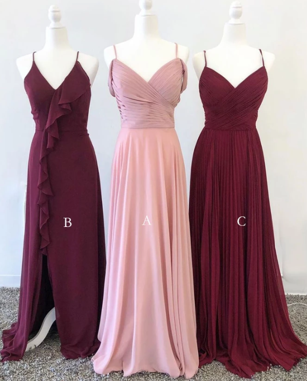 SIMPLE SWEETHEART CHIFFON LONG PROM DRESS CHIFFON BRIDESMAID DRESS CD4710