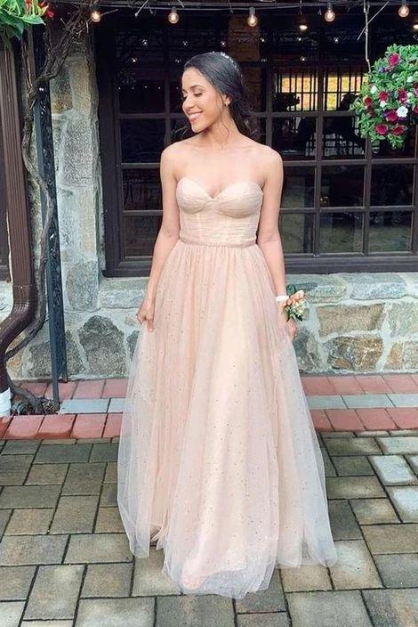 Sweetheart Flowy Champagne Prom Dress CD5557