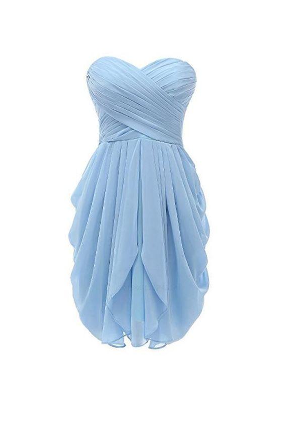 Cheap Excellent Short Homecoming Dress Strapless Chiffon Short Bridesmaid Dresses CD5666