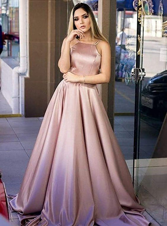 Champagne Prom Dresses, Halter A-line Prom Evening Dresses CD6312