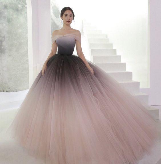 Off-the-shoulder ombre prom dresses unique prom dress long evening dresses CD637