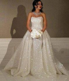 Saprkly Strapless Mermaid Wedding prom Dresses CD7161