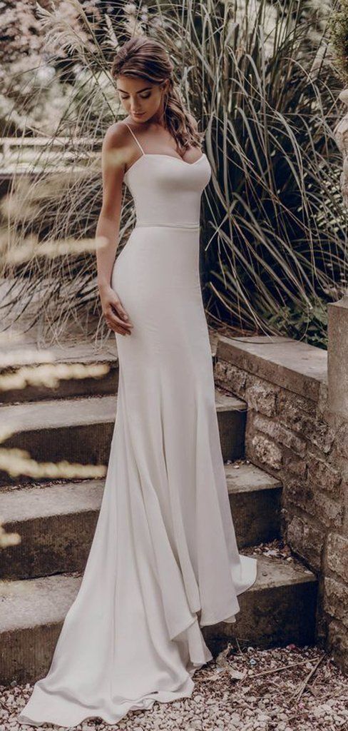 Spaghetti Prom Dresses Mermaid Long Bridesmaid Dresses Ivory Prom Dresses CD8185