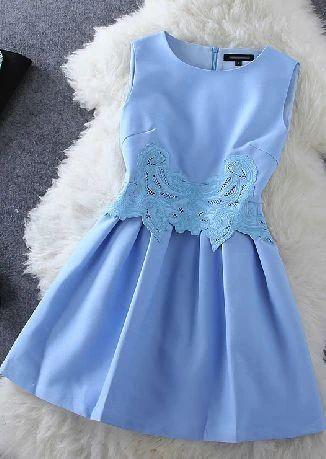 Embroidered Sleeveless Blue Short Homecoming Dress CD9385