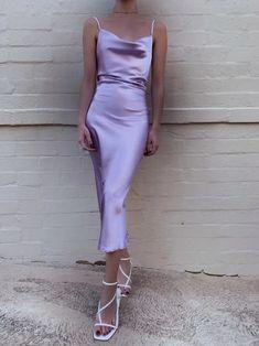 Lilac Tea Length Prom Dress, Slik Prom Dress CD9624