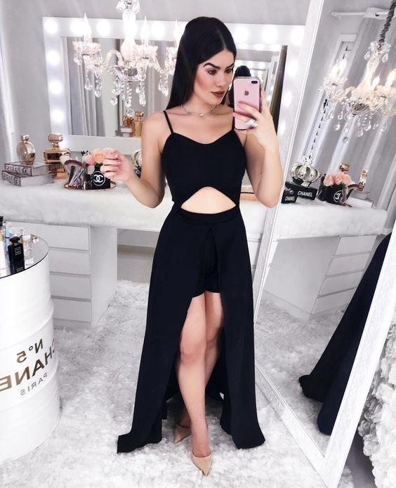 Sexy Sleeveless Black Prom Dress, Chiffon Party Dress CD9968