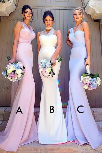 Elegant Mermaid Long Convertible Bridesmaid Dress,Long Bridesmaid Dresses with Sash,N179