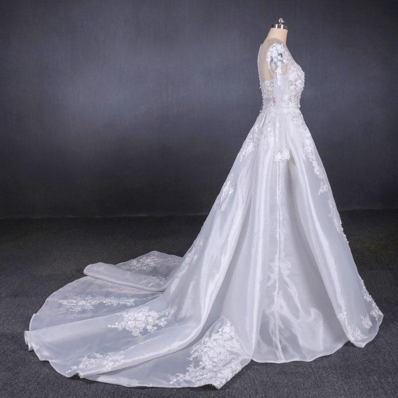 Gorgeous Long Sleeves Sweetheart Wedding Dress, Whit Bridal Dresses with Applique N2291