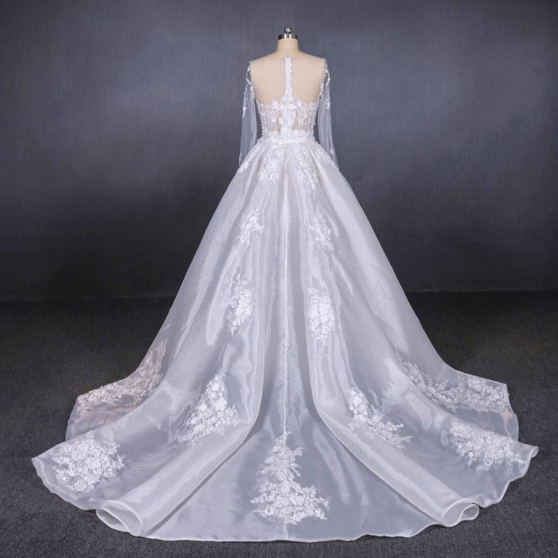 Gorgeous Long Sleeves Sweetheart Wedding Dress, Whit Bridal Dresses with Applique N2291