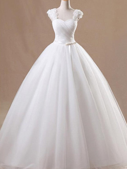 Ball Gown Sleeveless Square Floor-Length Ruffles Tulle Wedding Dresses CICIP0006612