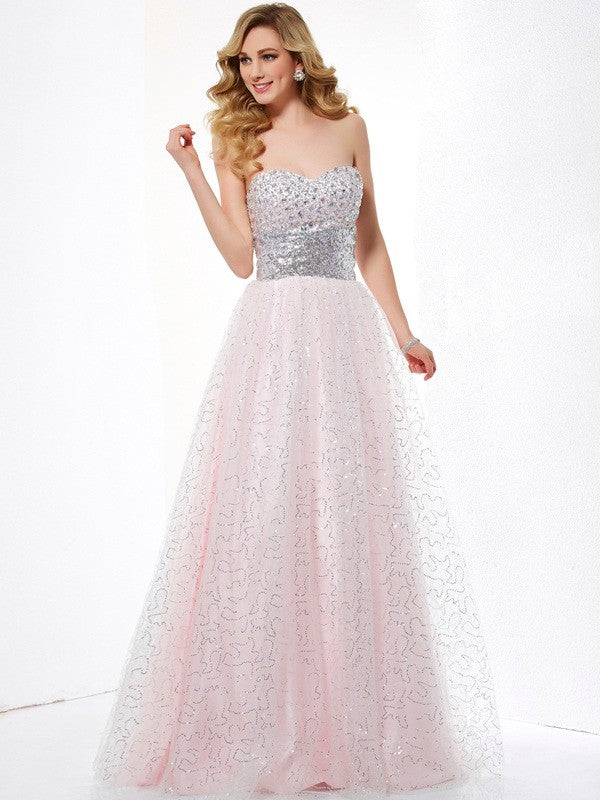 Ball Gown Sweetheart Sleeveless Long Net Dresses CICIP0003957