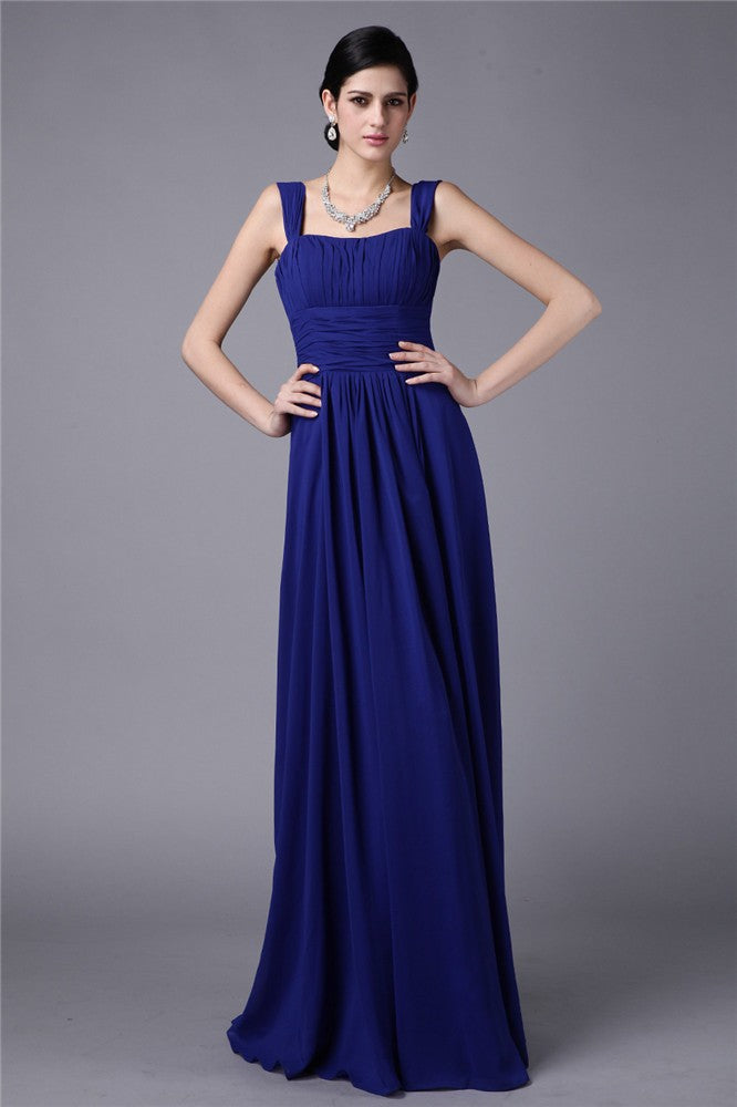 Sheath/Column Straps Sleeveless Pleats Long Chiffon Bridesmaid Dresses CICIP0005648