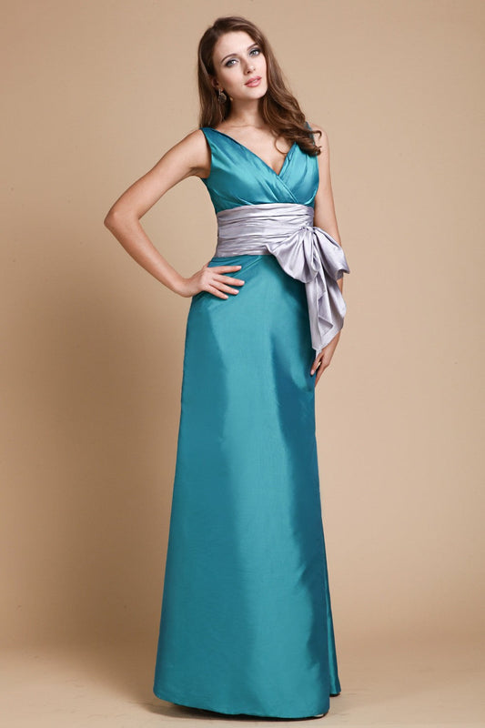 Sheath/Column V-Neck Sleeveless Sash/Ribbon/Belt Taffeta Bridesmaid Dresses CICIP0005869