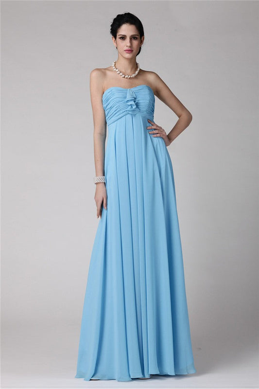 Sheath/Column Strapless Sleeveless Ruffles Long Chiffon Bridesmaid Dresses CICIP0005816