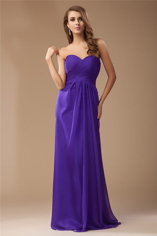 Sheath/Column Sweetheart Sleeveless Long Beading Ruffles Chiffon Bridesmaid Dresses CICIP0005772