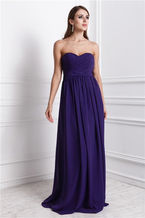 Sheath/Column Sweetheart Sleeveless Ruffles Long Chiffon Bridesmaid Dresses CICIP0005795