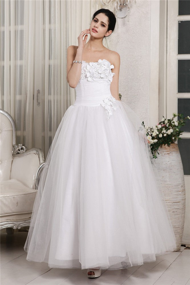 Ball Gown Sweetheart Sleeveless Beading Long Organza Wedding Dresses CICIP0006935