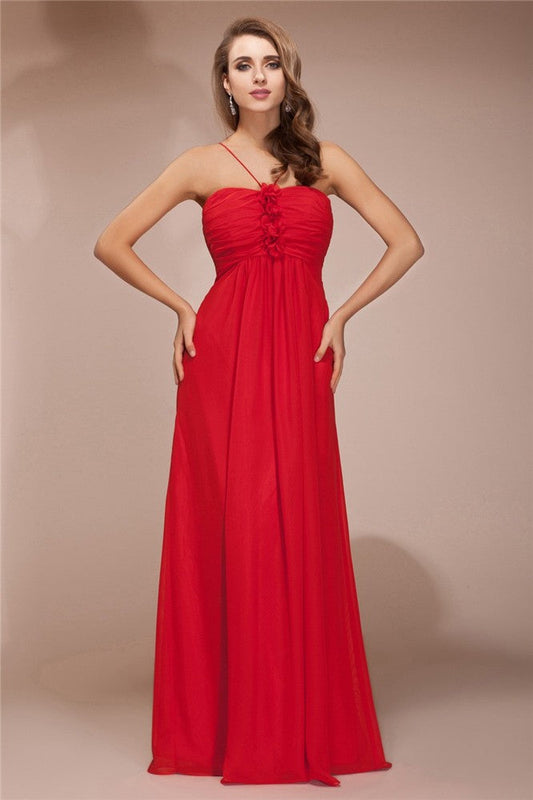 Sheath/Column Ruffles Long Sleeveless Chiffon Bridesmaid Dresses CICIP0005717