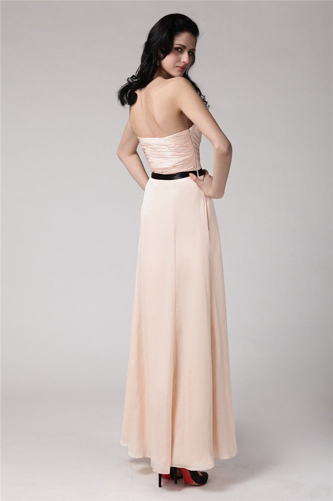 Sheath/Column Strapless Sleeveless Sash Elastic Woven Satin Chiffon Bridesmaid Dresses CICIP0005880