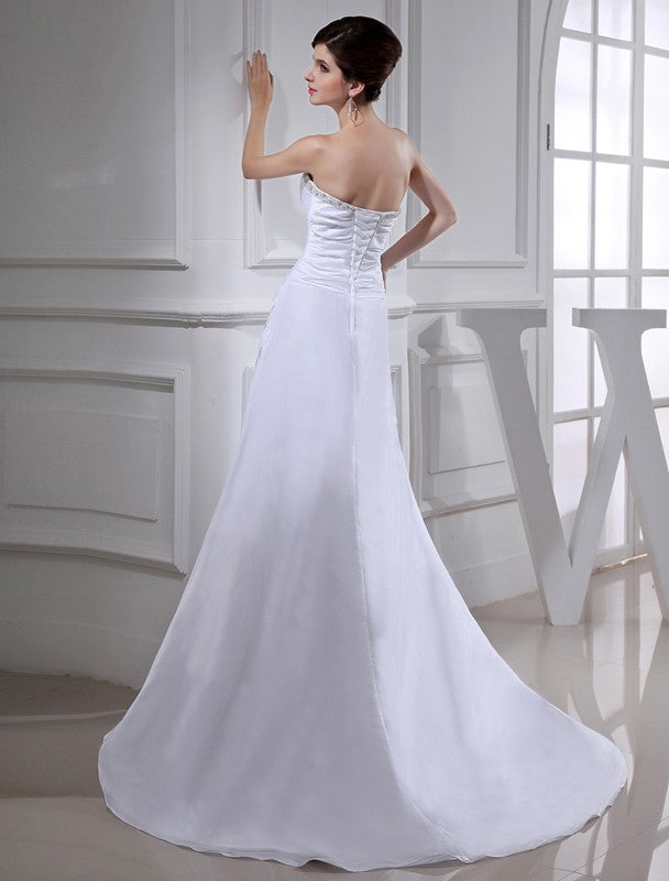 A-Line/Princess Beading Long Sleeveless Taffeta Wedding Dresses CICIP0006957