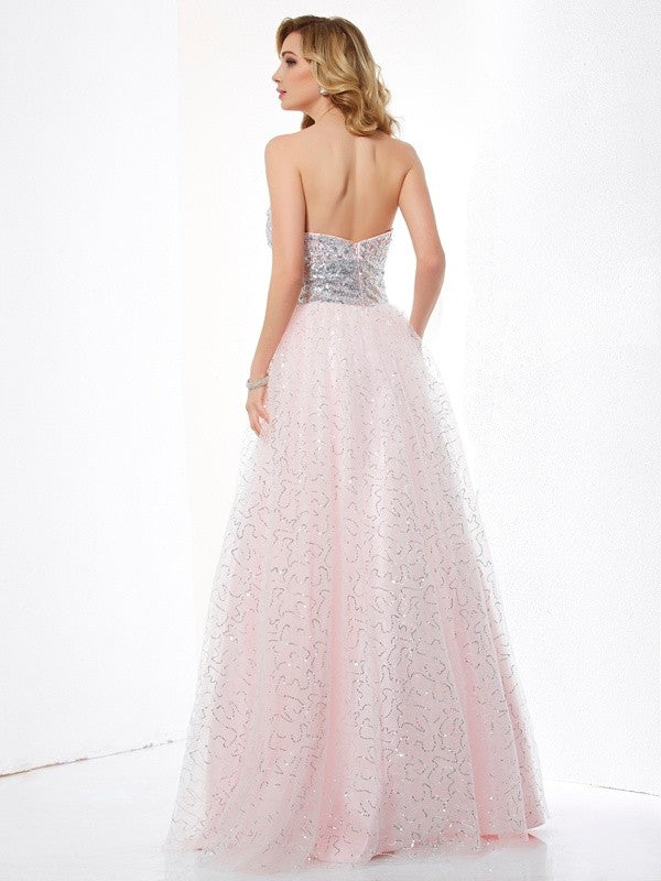 Ball Gown Sweetheart Sleeveless Long Net Dresses CICIP0003957