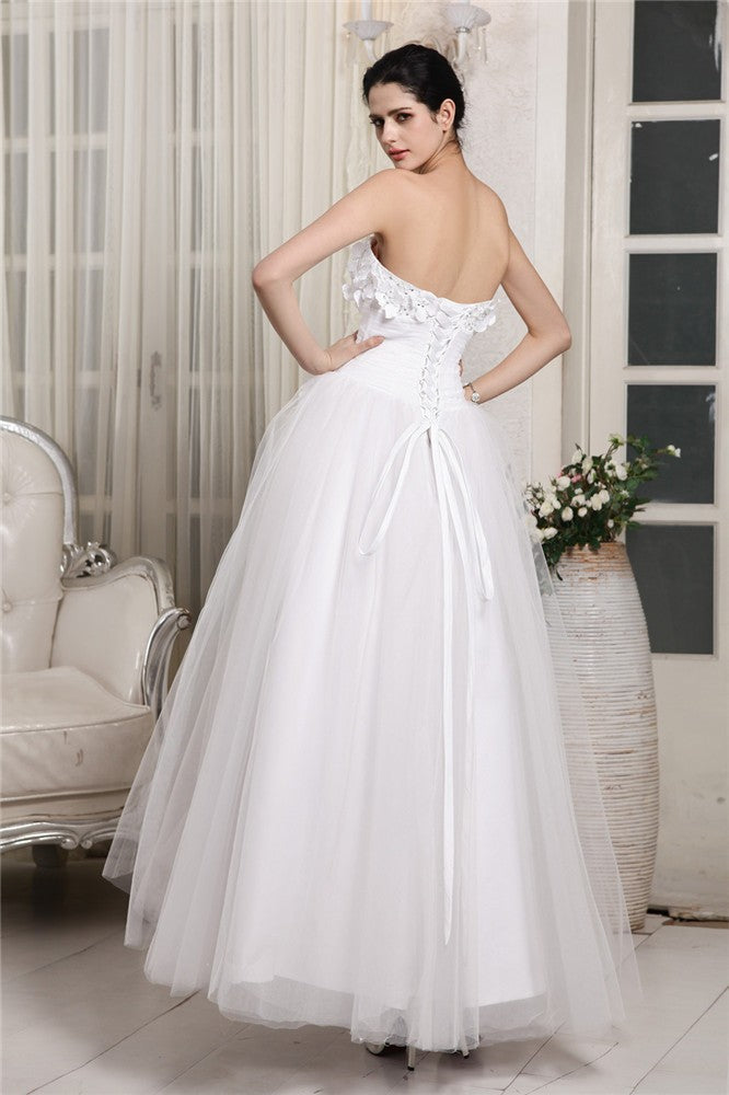 Ball Gown Sweetheart Sleeveless Beading Long Organza Wedding Dresses CICIP0006935