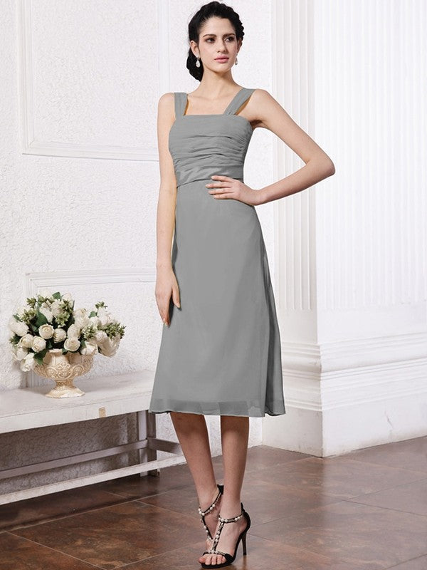 Sheath/Column Straps Sleeveless Sash Pleats Short Chiffon Bridesmaid Dresses CICIP0005805