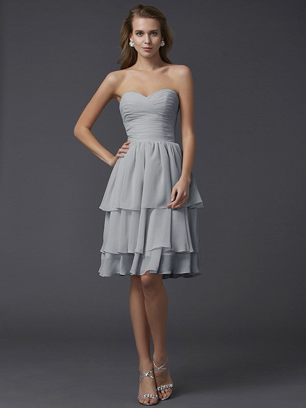 Sheath/Column Sweetheart Sleeveless Short Chiffon Bridesmaid Dresses CICIP0005867