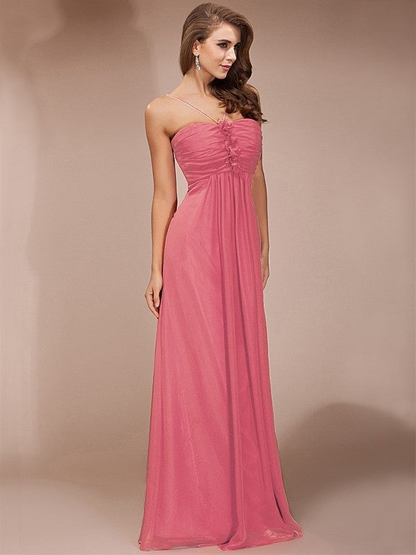 Sheath/Column Ruffles Long Sleeveless Chiffon Bridesmaid Dresses CICIP0005717