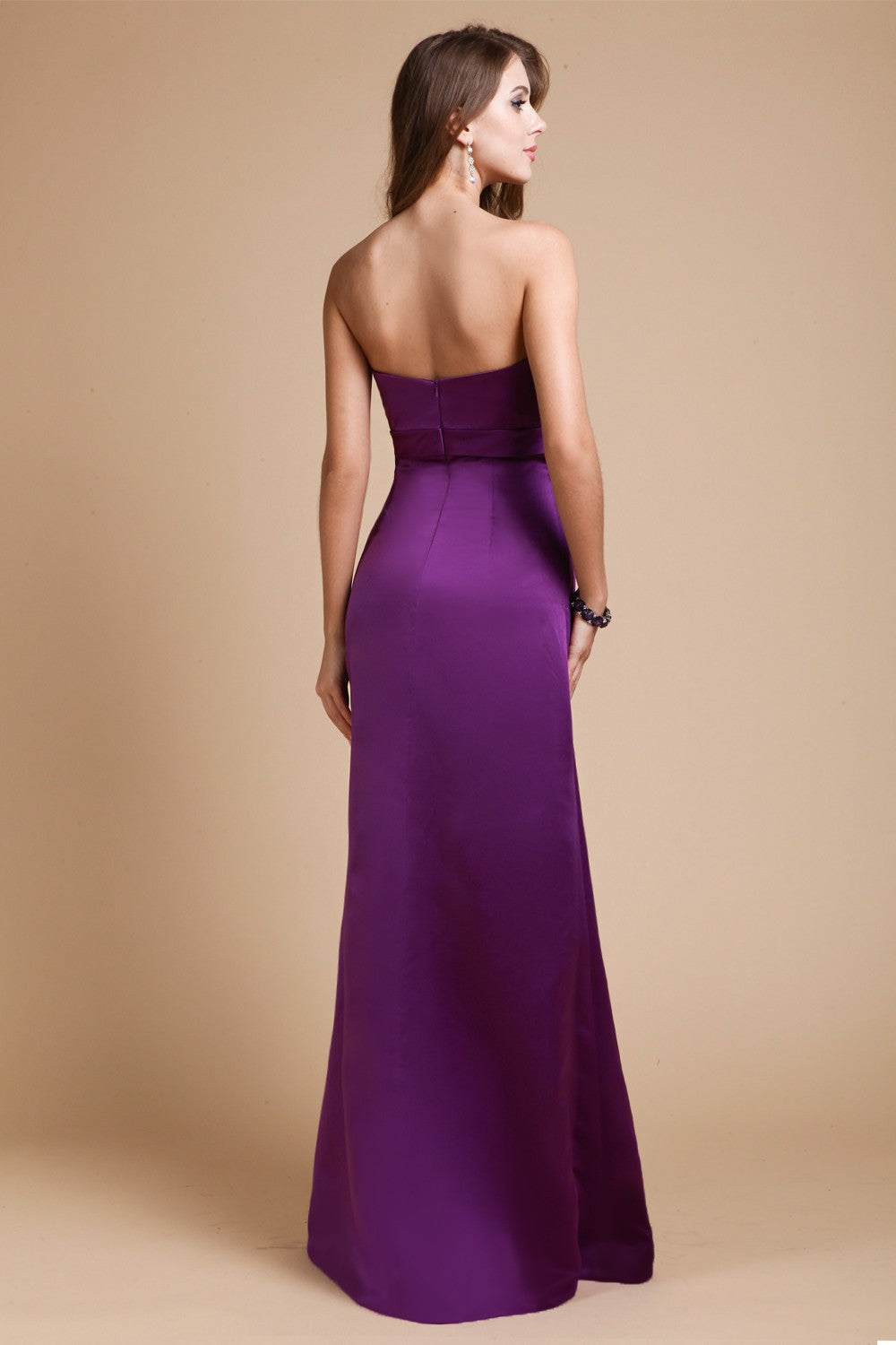 Sheath/Column Sweetheart Sleeveless Long Bowknot Satin Bridesmaid Dresses CICIP0005678