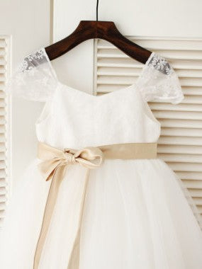 Ball Gown Scoop Sleeveless Sash/Ribbon/Belt Long Tulle Dresses CICIP0007674